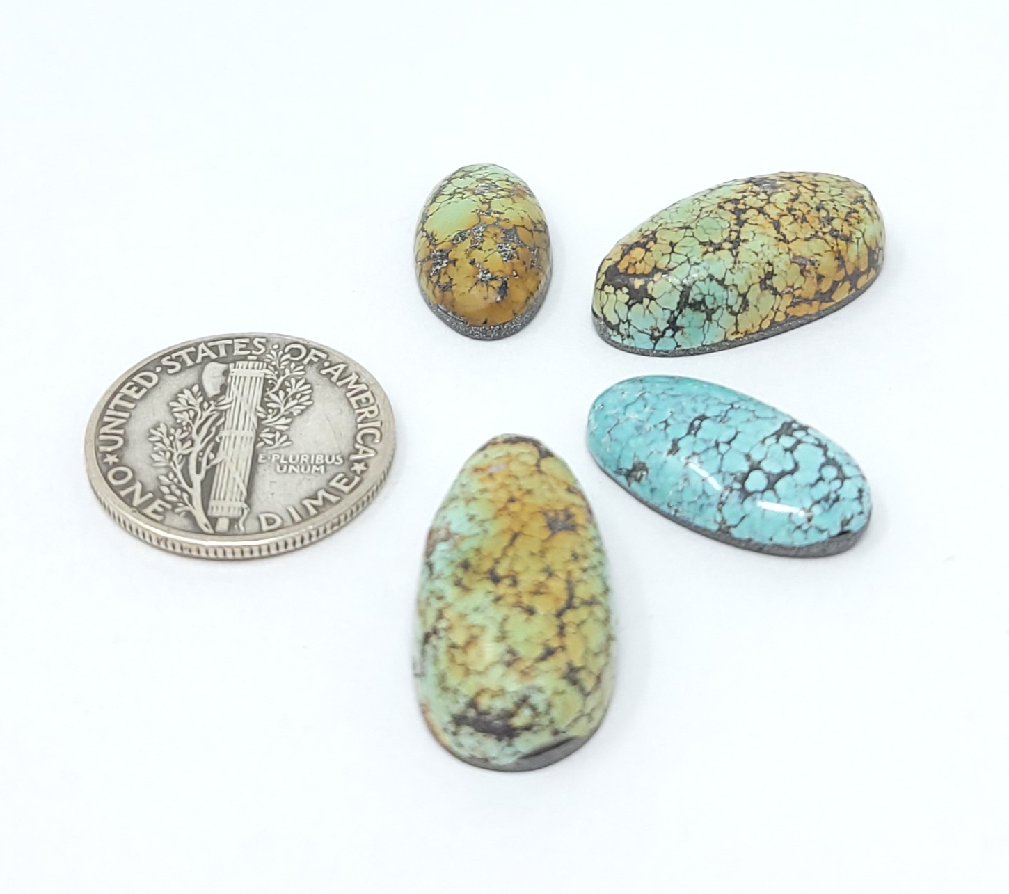 Natural Hubei Turquoise Hand Cut Multi Color Cabochon Lot Oval Shape 29.4 Carats