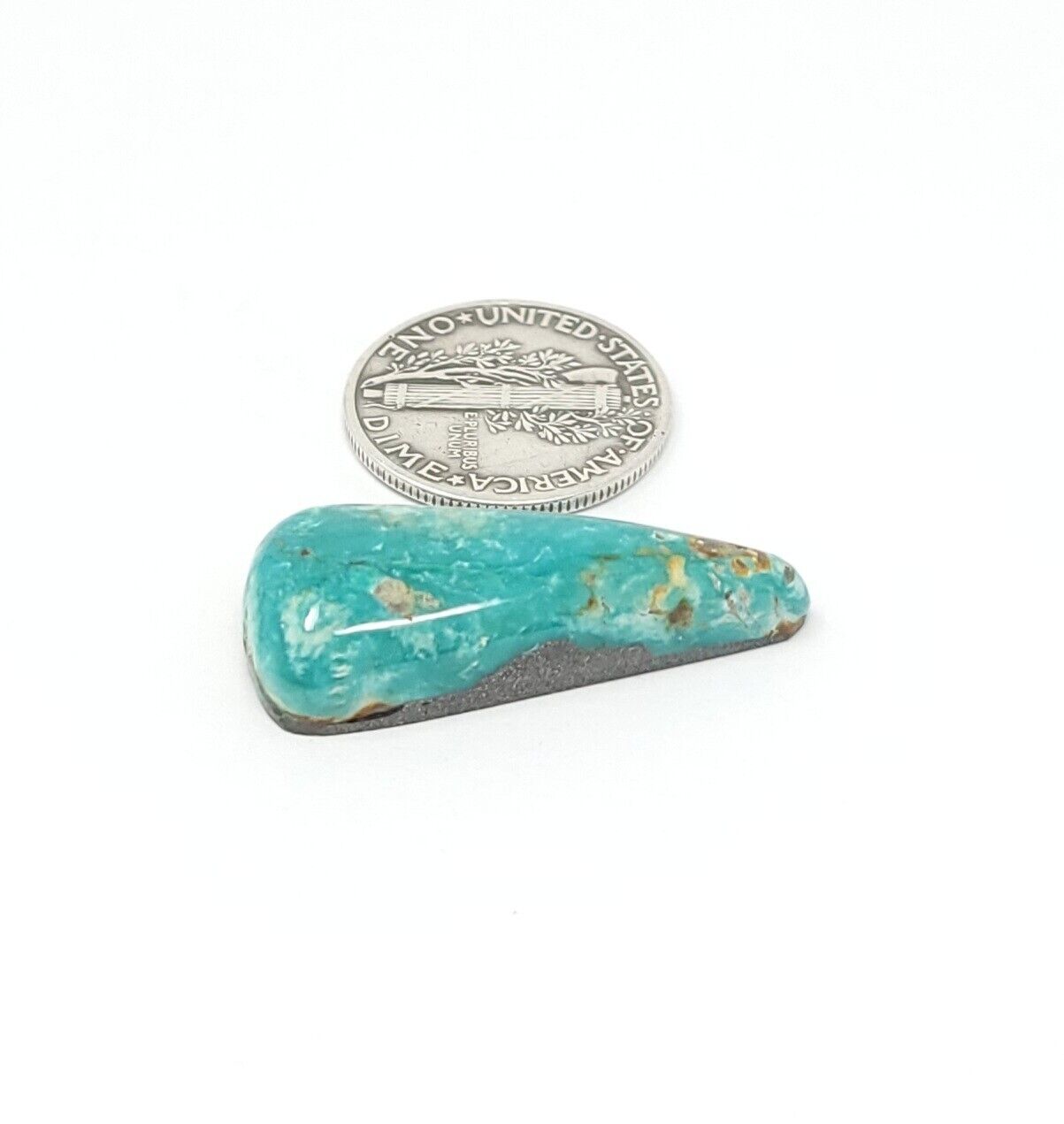 Natural Fox Turquoise Hand Cut Free Form Triangle Shape Cabochon 14.7 Carats