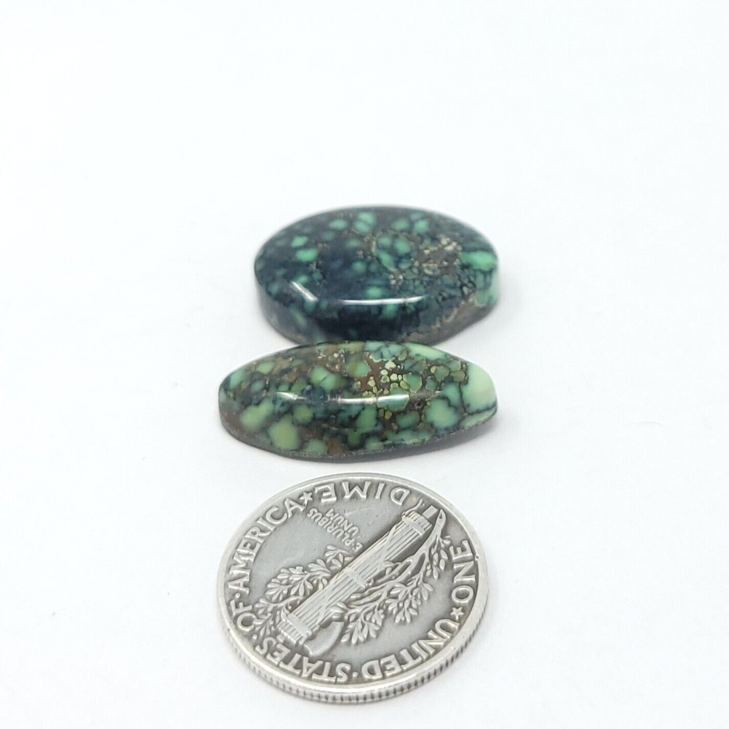 Natural Webbed Peacock Variscite Cabochon Lot Green Oval Free Form 17.3 Carats