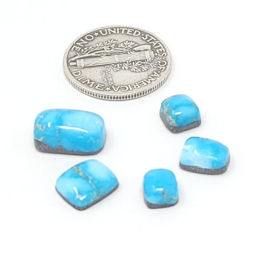 Natural Kingman Turquoise Minis Water Web Cushion Shape Cabochon Lot 7.3 Carats