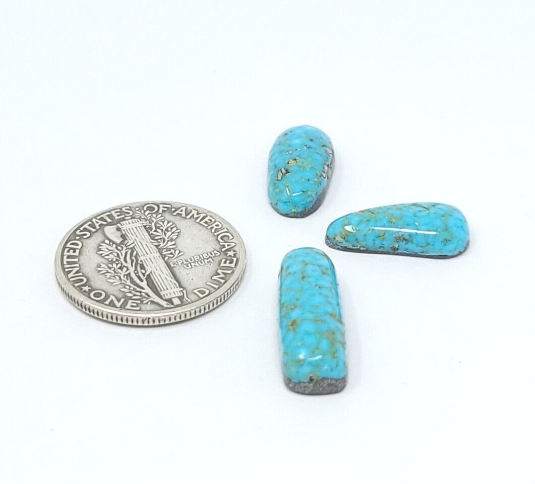 Natural Persian Turquoise Cabochon Lot With Pyrite Small Mixed Shape 9.6 Carats