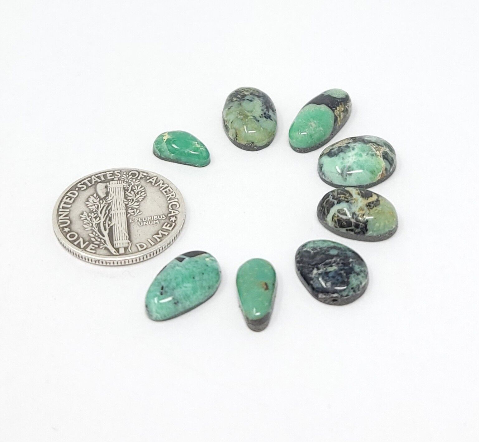 Natural Pixie Variscite Green Cabochon Lot Oval Free Form Shape 17.2 Carats