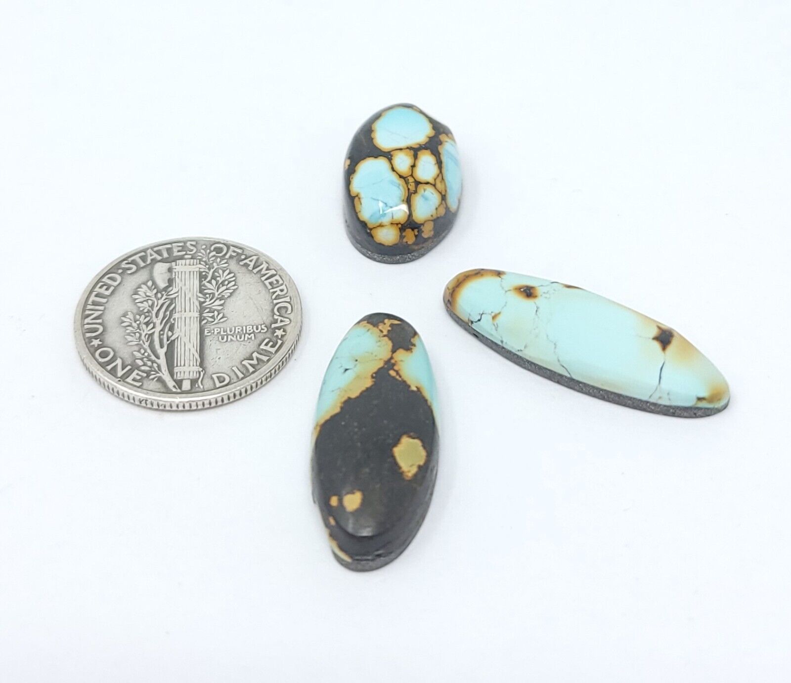 Natural Hubei Turquoise Multi Colored Oval Cabochon Lot 20.9 Carats Hand Cut