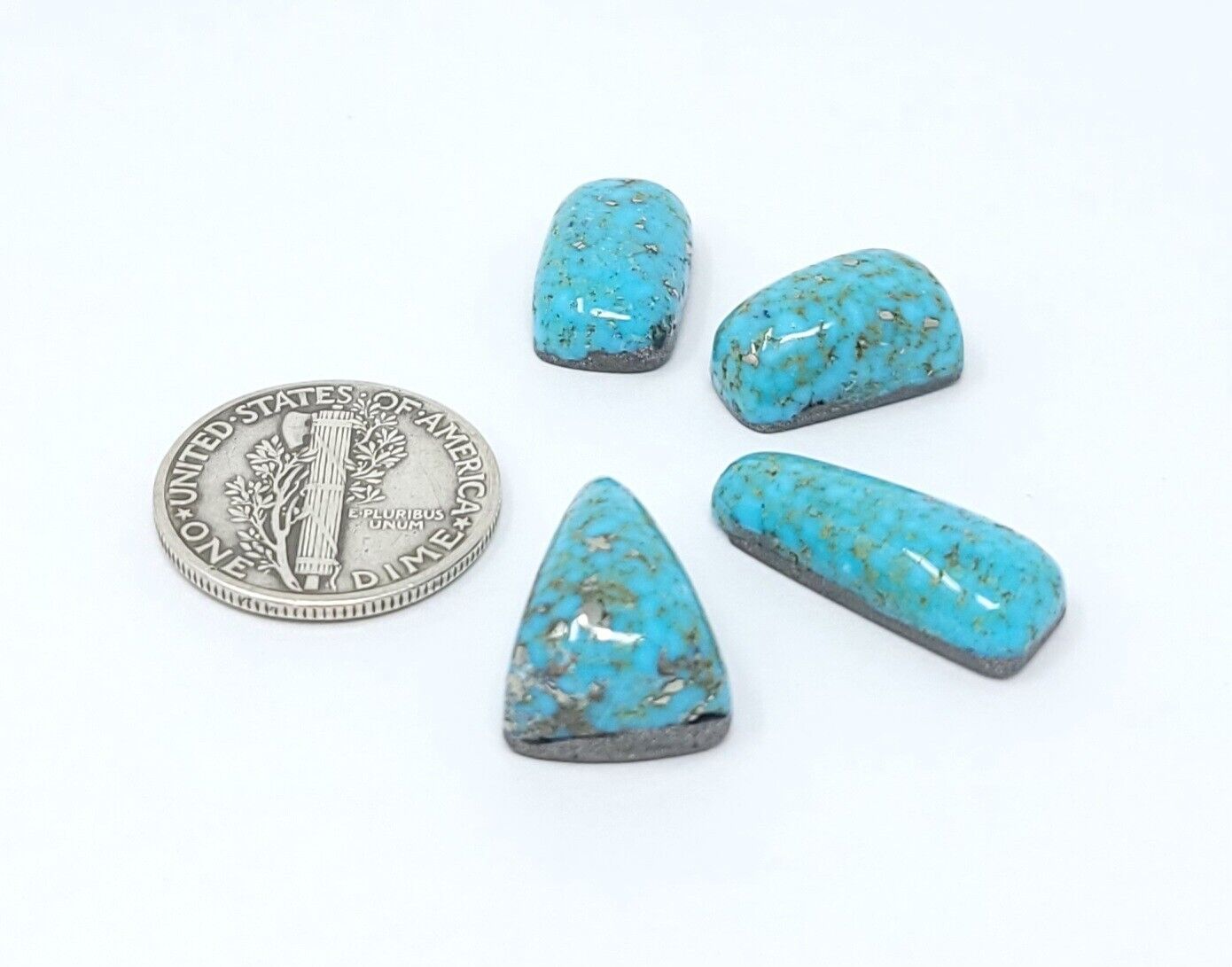 Natural Persian Turquoise Cabochon Lot Red Webbed Triangle Shape 26.9 Carats