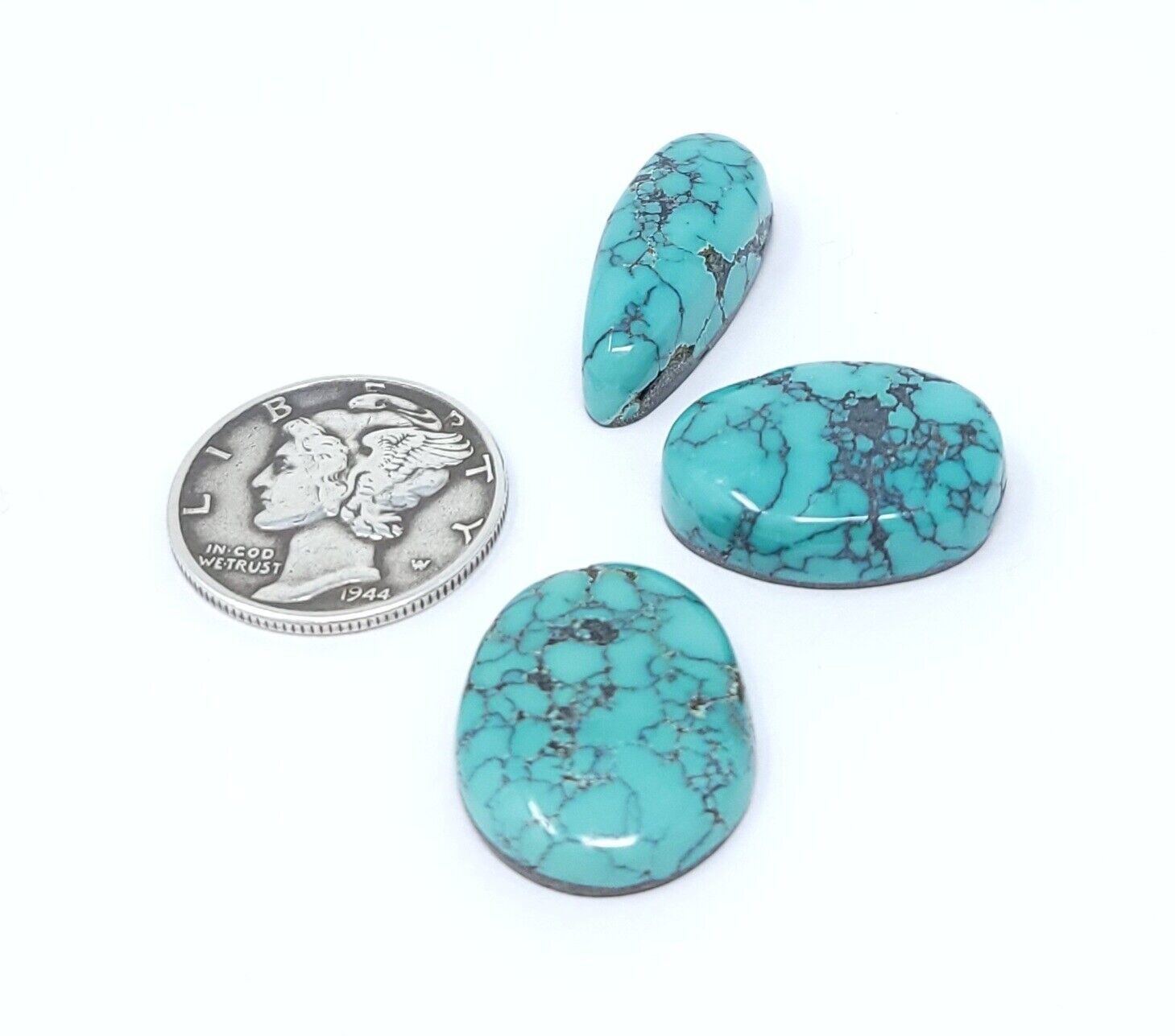 Natural Blue Hubei Webbed Turquoise Cabs Lot Oval Free Form Shape 29.8 Carats