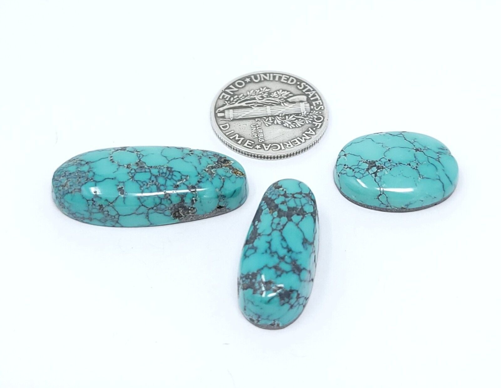 Natural Hubei Turquoise Cabs Webbed Oval Free Form Shape 38.2 Carats