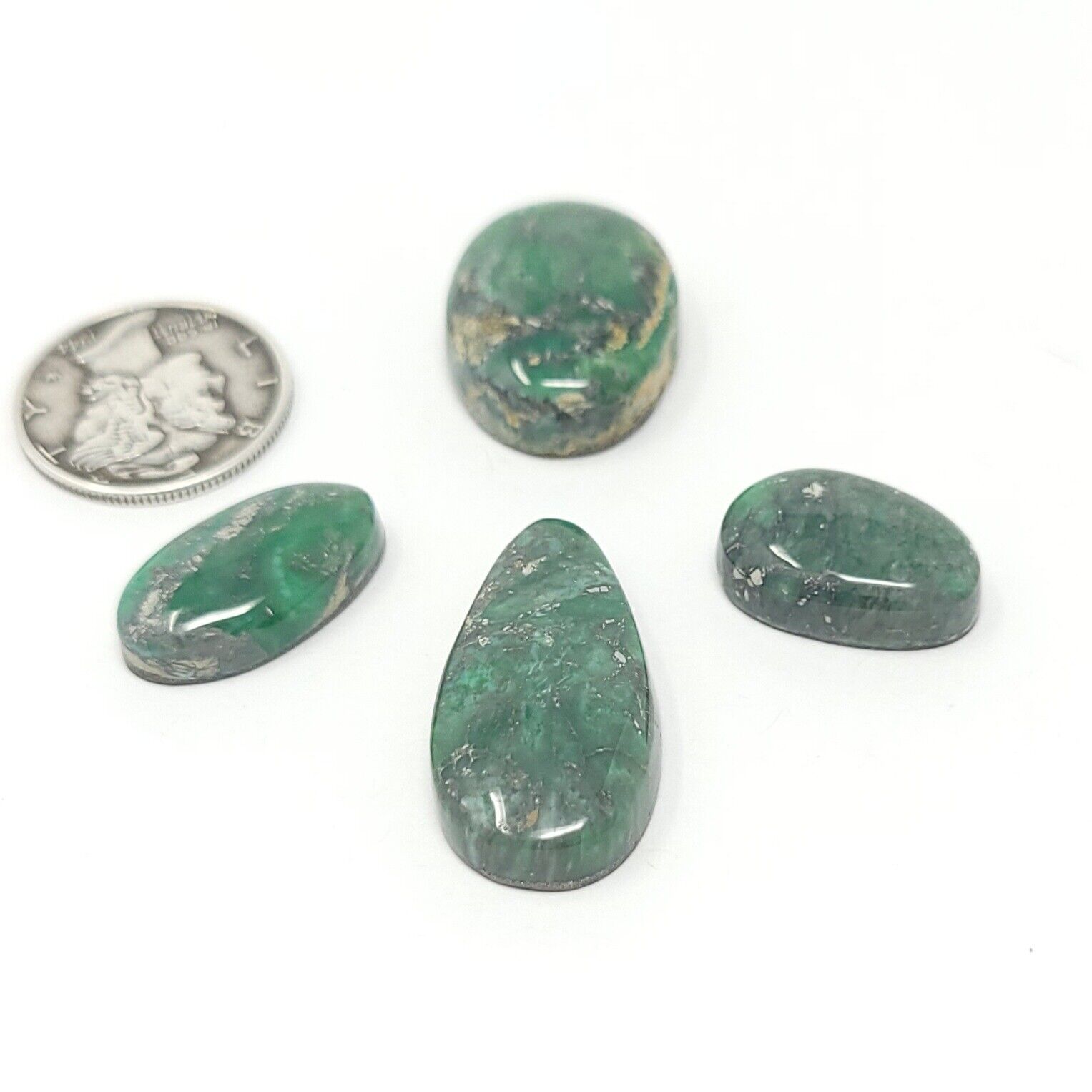 Australian Variscite Natural Cabochon Lot 43.6 Carats Hand Cut Oval Shape