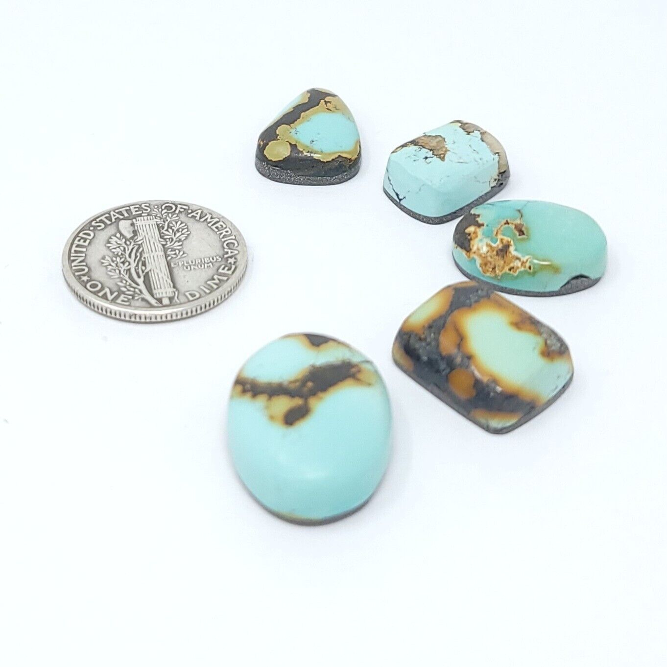 Natural Multi Colored Hubei Turquoise Cushion Oval Cabochon Lot 39.6 Carats