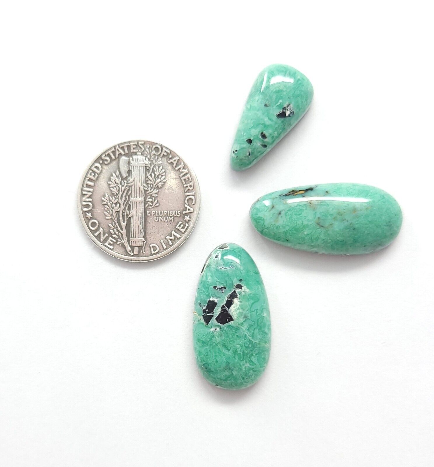 Natural Prince Variscite Cabochon Lot Mint Green Webbed Mixed Shape 40.6  Carats - Turquoise Passion
