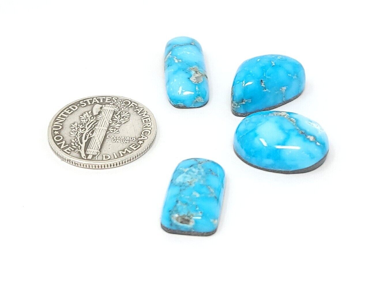 Natural Kingman Turquoise Water Web Mixed Shape Cabochon Lot 26.2 Carats