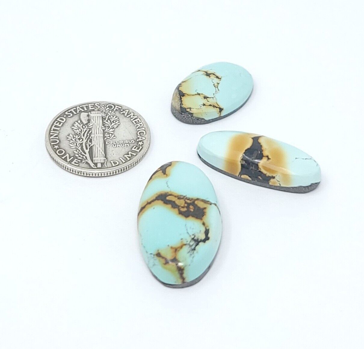 Natural Hubei Turquoise Multi Colored Oval Cabochon Lot 27.2 Carats Hand Cut