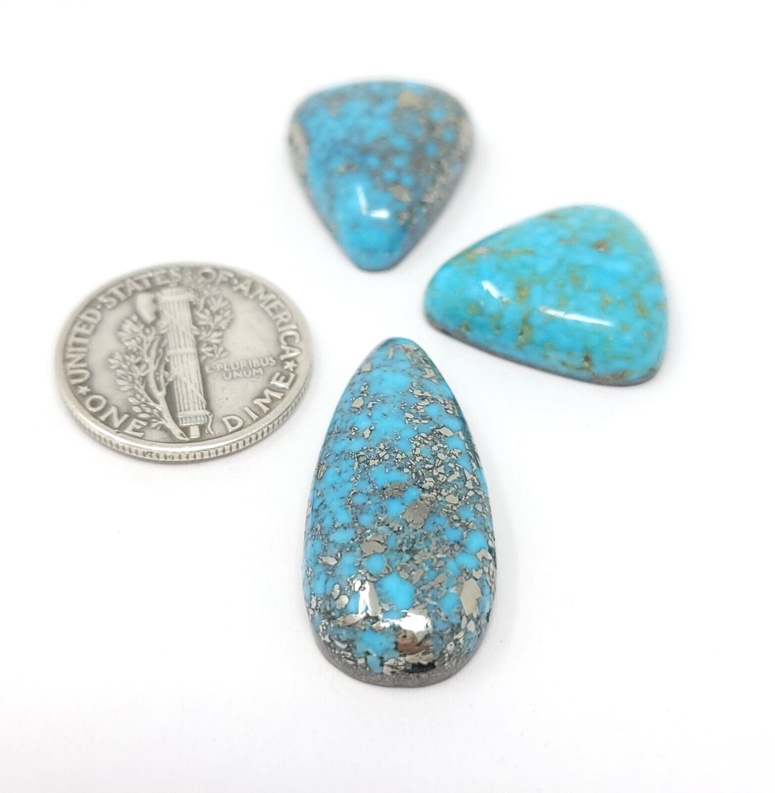 Natural Persian Turquoise Cabs With Red Webbing Pyrite Triangle 38.6 Carats