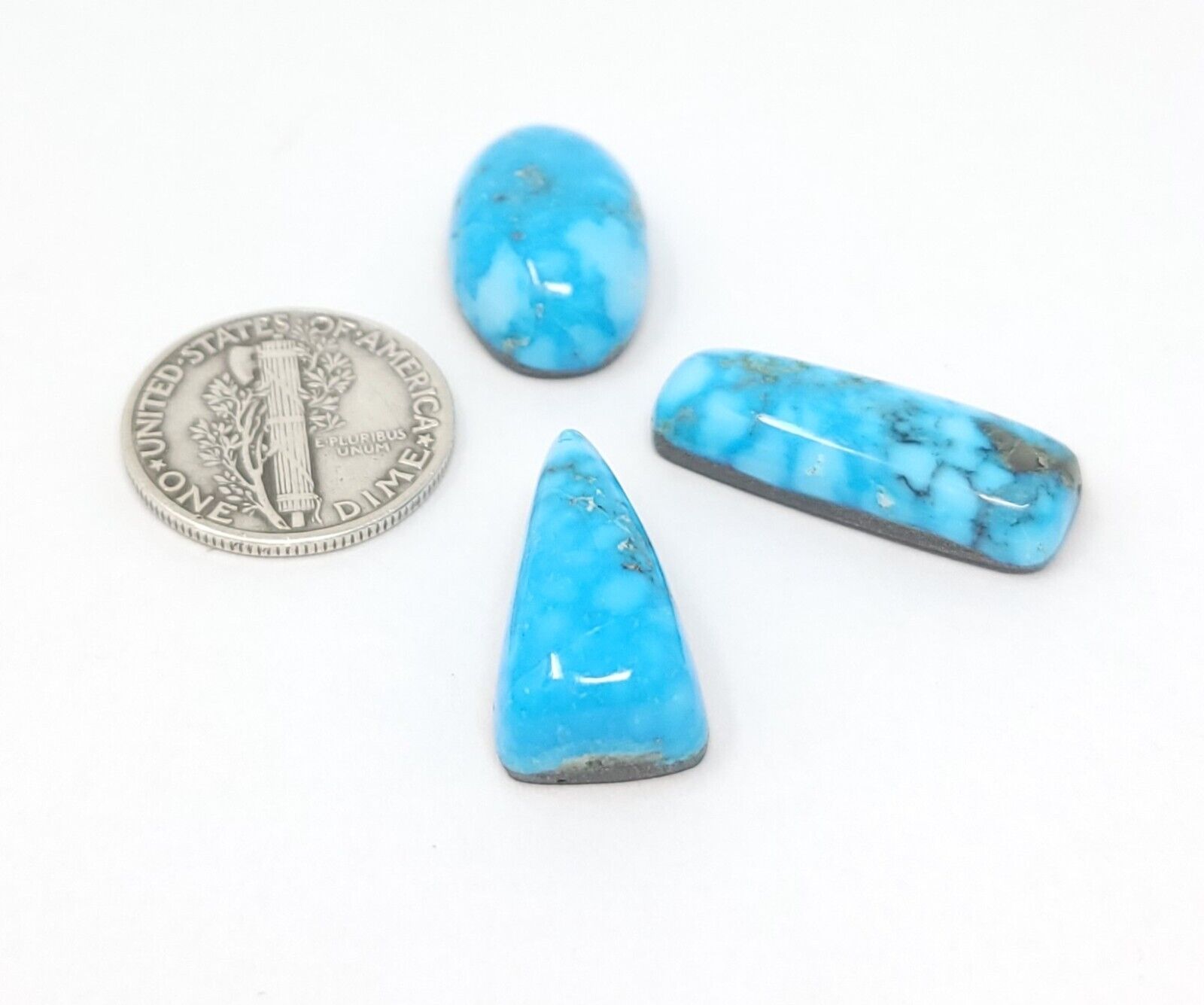 Natural Kingman Turquoise Cabochon Water Web Mixed Shape Lot 31.5 Carats