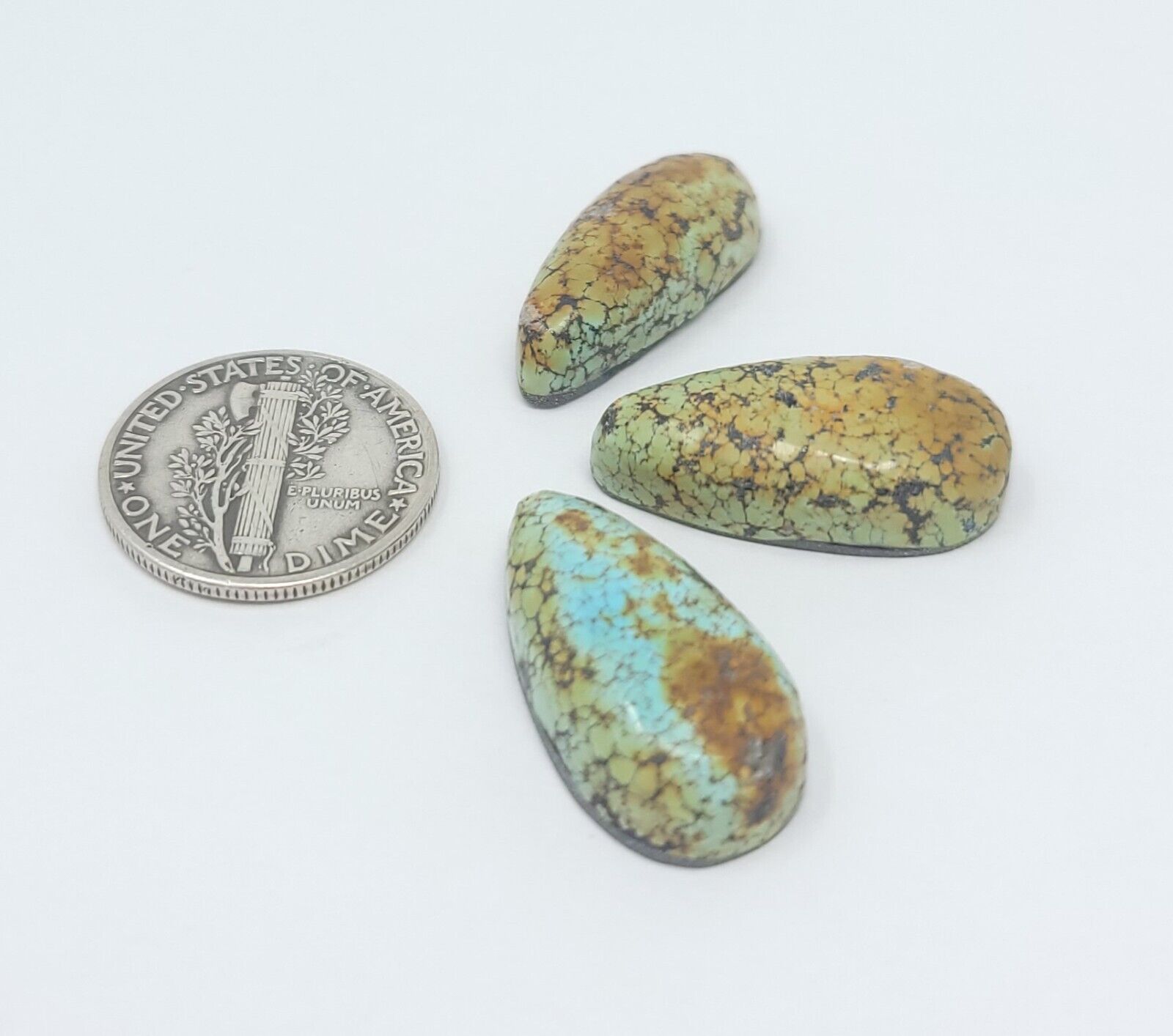 Natural Multi Colored Hubei Turquoise Tear Drop Shape Cabochon Lot 31.8 Carats