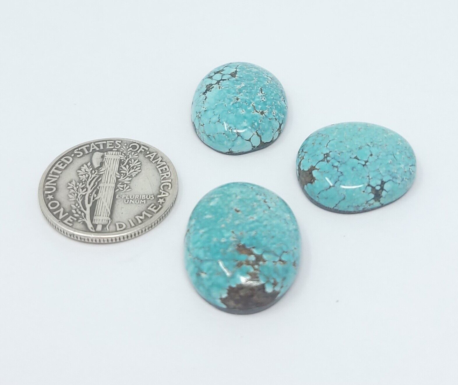 Natural Hubei Turquoise Ice Blue Oval Shape Cabochon Lot 29.4 Carats