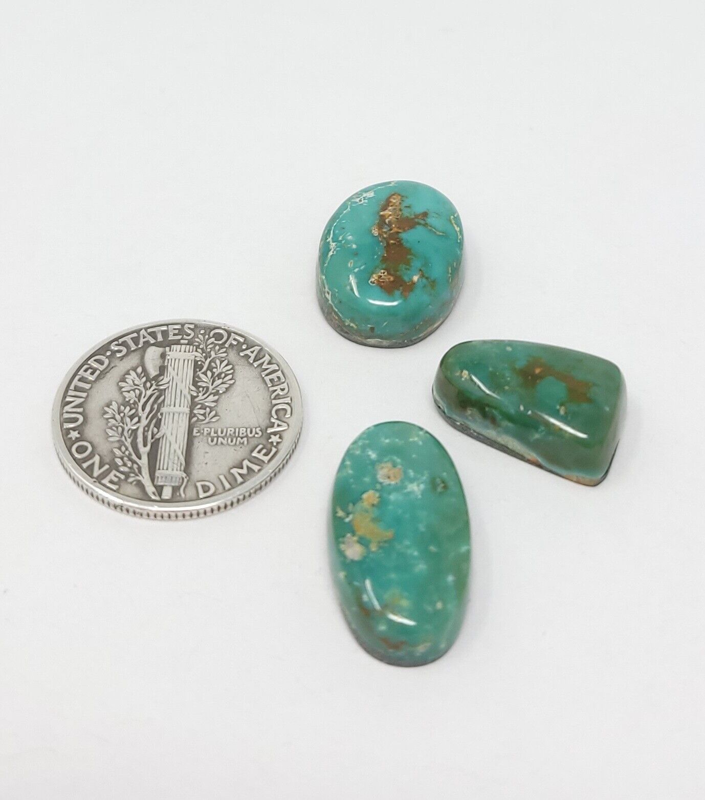 Natural Green Tree Turquoise Cabochon Lot Oval Free Form Shape 21.2 Carats