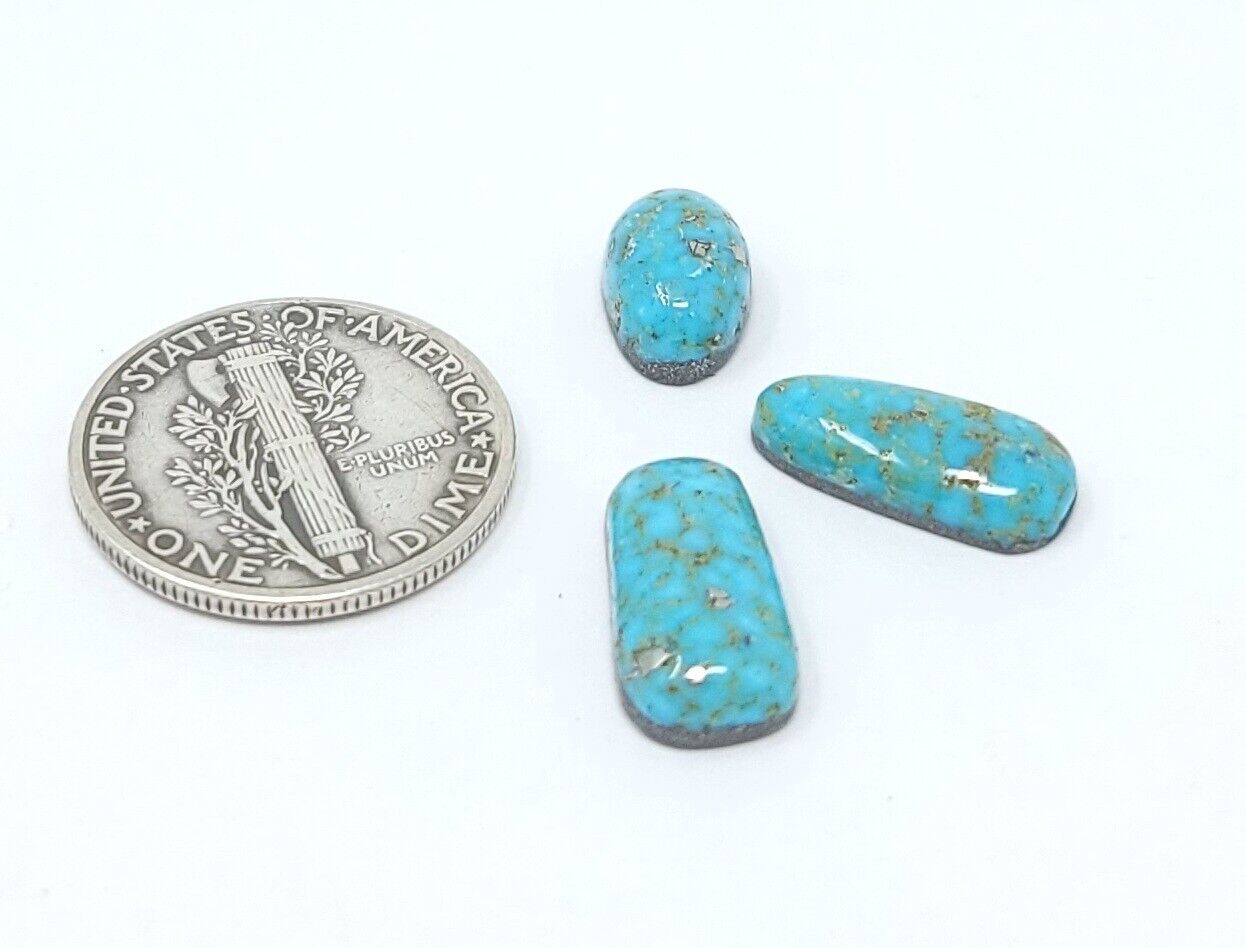 Natural Persian Turquoise Cabochon Minis Red Web Pyrite Mixed Shape 7.4 Carats