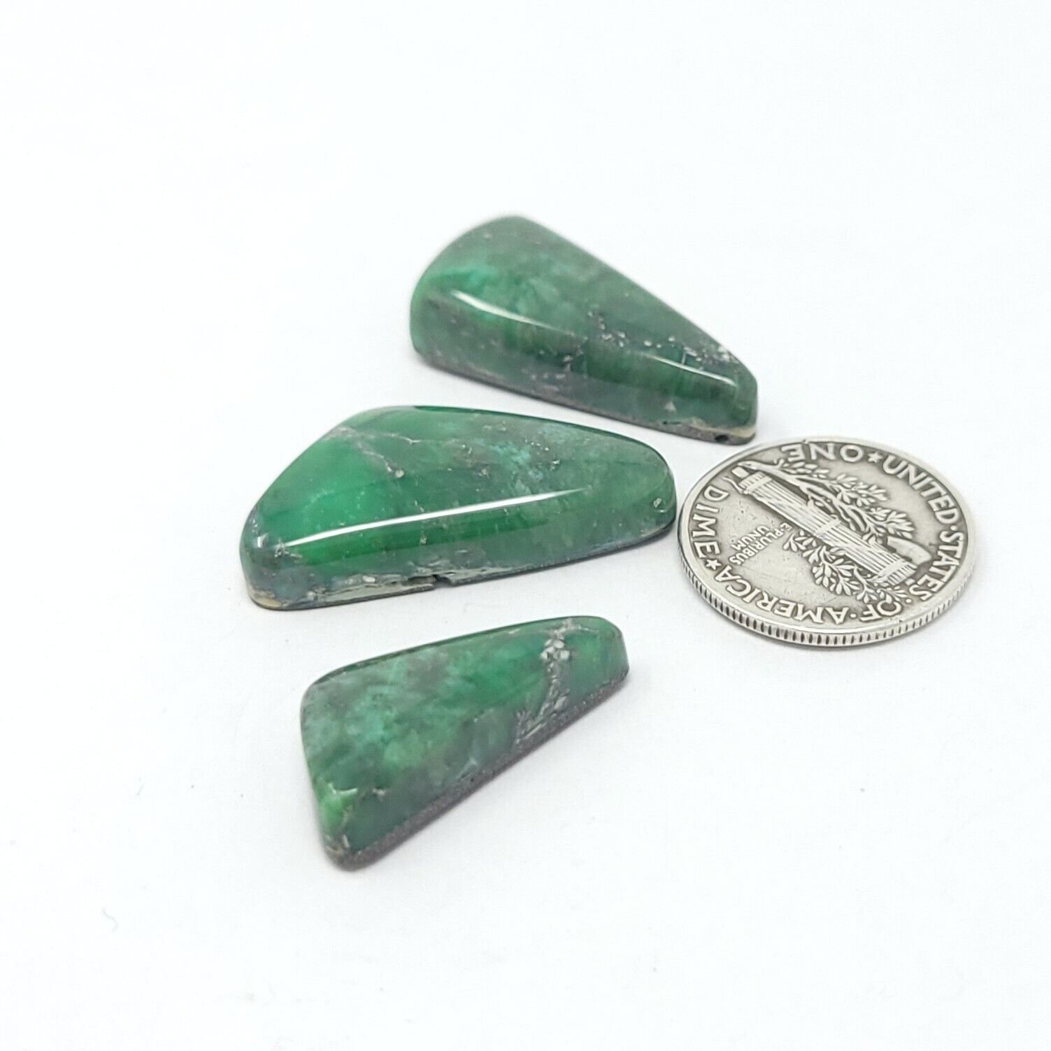 Natural Australian Variscite Cabochon Lot Dark Green Triangle Shape 35 Carats