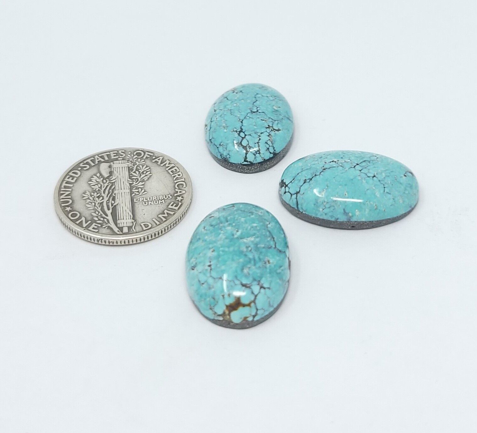 Natural Hubei Turquoise Ice Blue Oval Shape Cabochon Lot 26.6 Carats