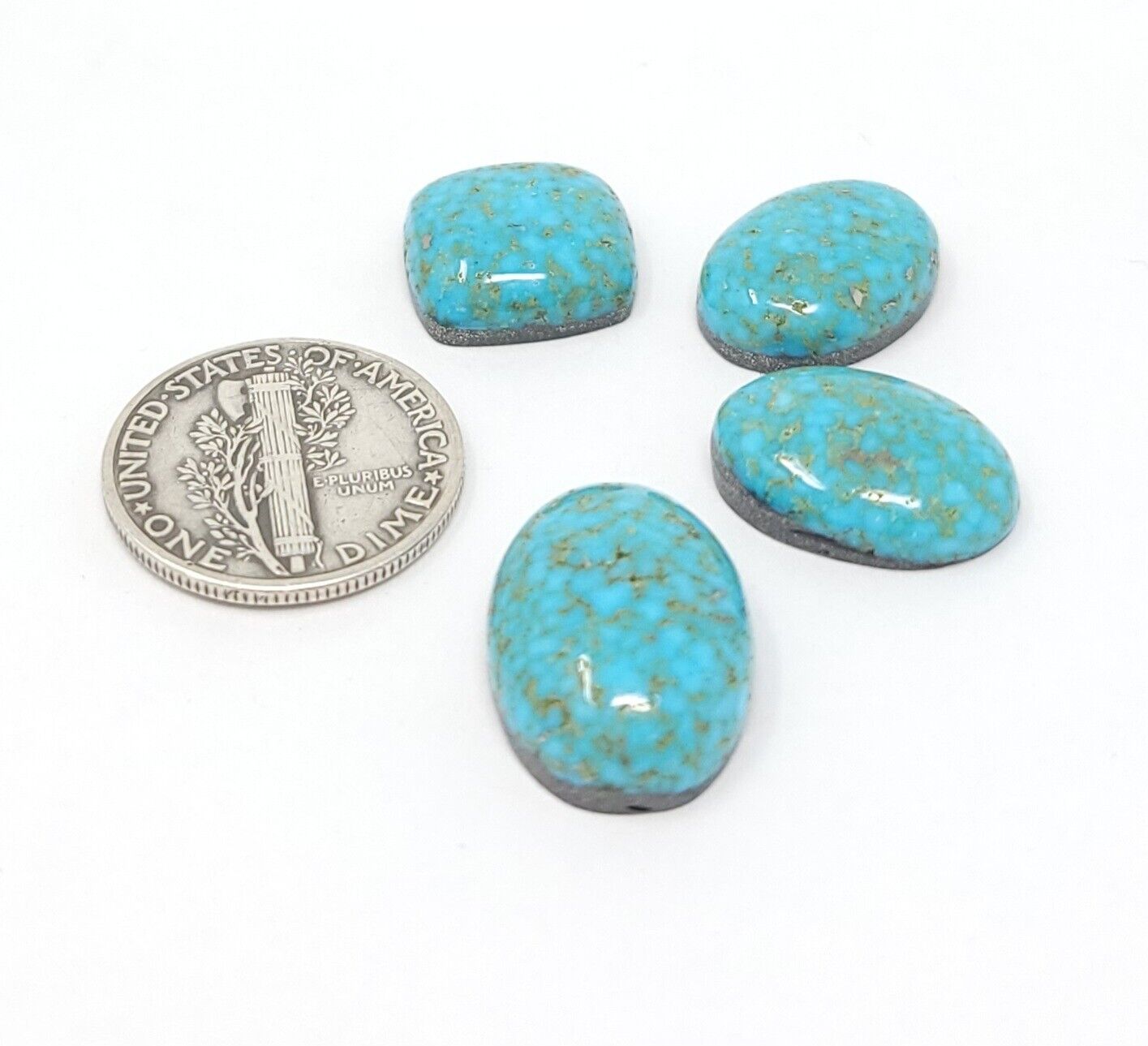 Natural Persian Turquoise Cabs With Red Webbing Pyrite Oval Cushion 30 Carats