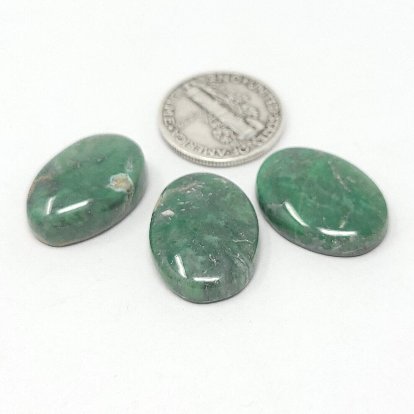 Natural Dark Green Australian Variscite Oval Cabochon Lot High Grade 29.6 Carats