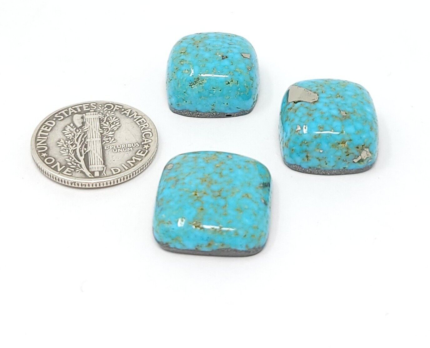 Natural Persian Turquoise Cabs With Pyrite Red Webbing Cushion Shape 43.1 Carats