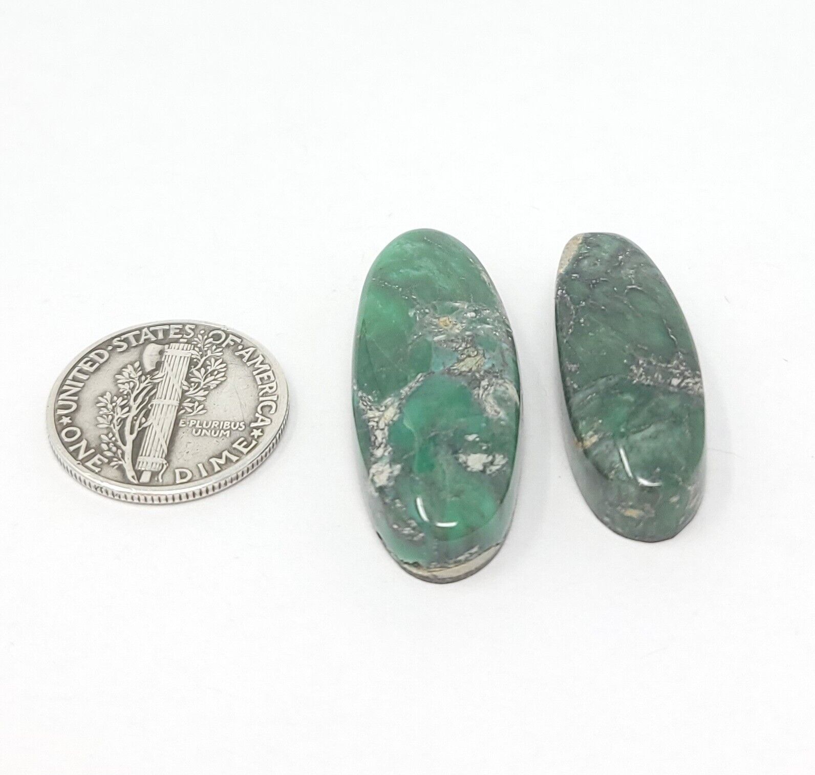 Natural Australian Green Variscite Cabochon Pair Oval Shape 40.3 Carats