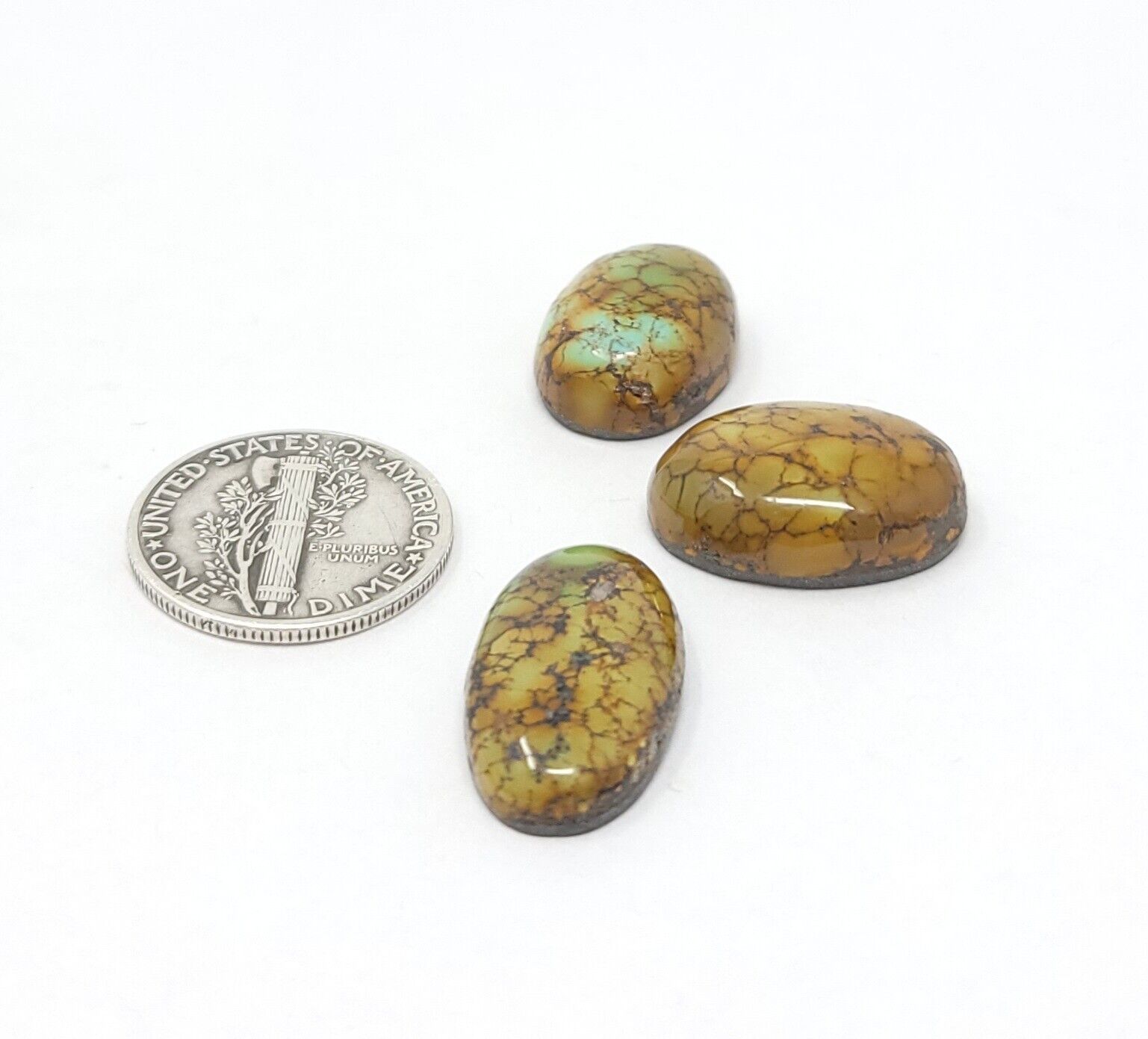 Natural Multi Colored Web Hubei Turquoise Cabochon Lot Oval Shape 28.1 Carats