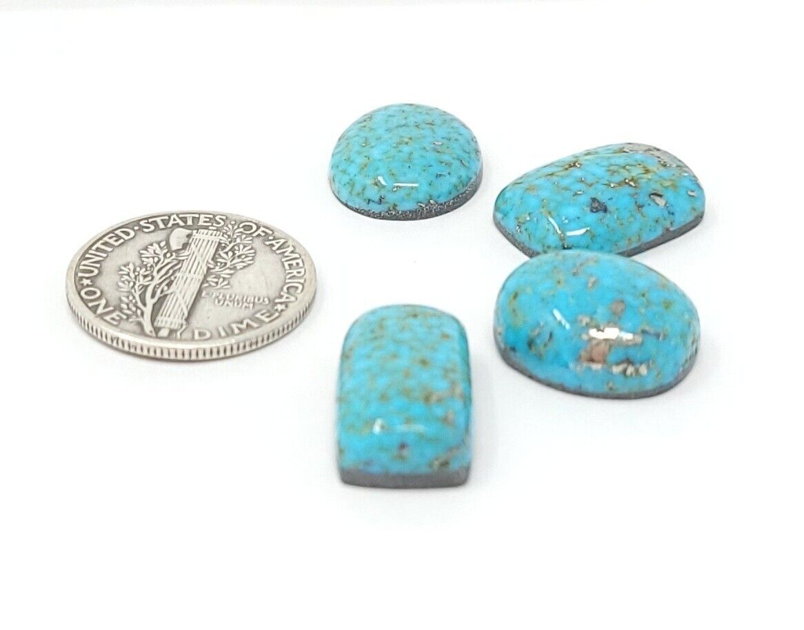 Natural Persian Turquoise Cabs With Pyrite Red Webbing Cushion Oval 28.4 Carats