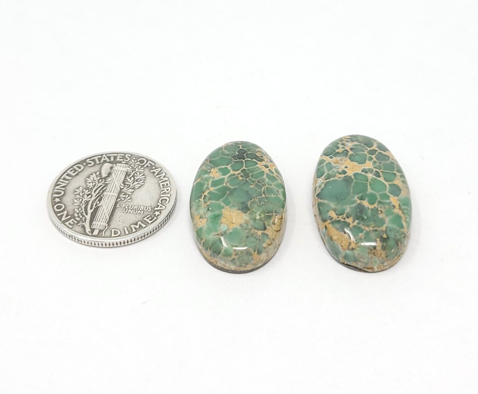 Natural Webbed Australian Variscite Cabochon Pair Oval Shape 23.9 Carats