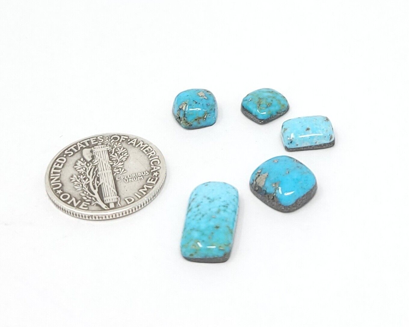 Natural Persian Turquoise Cabochon Lot With Pyrite Cushion Shape 10 Carats