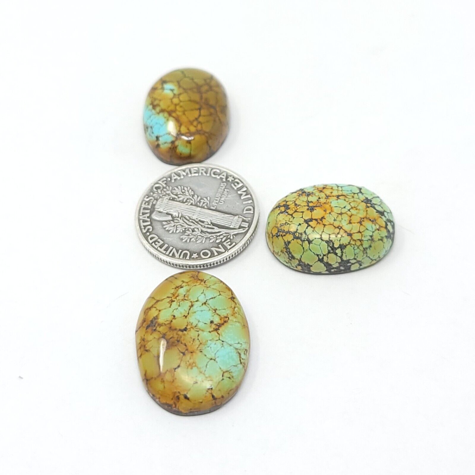 Natural Hubei Turquoise Multi Color Cabochon Lot Webbed Oval Shape 34.8 Carats