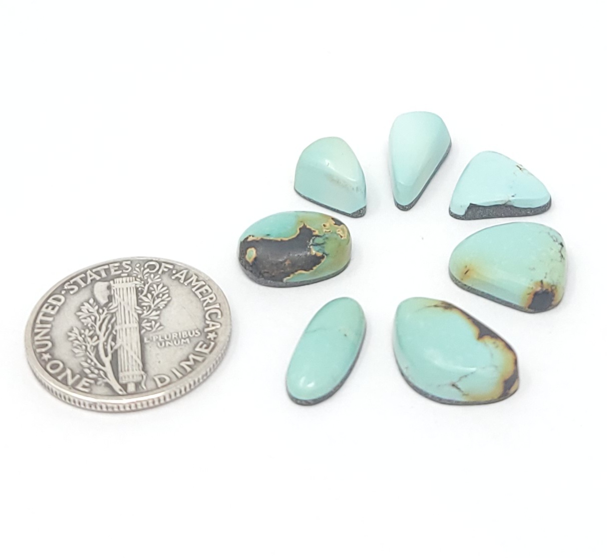 Natural Hubei Turquoise MInis Freeform Shape Cabochon Lot 15.3 Carats Hand Cut