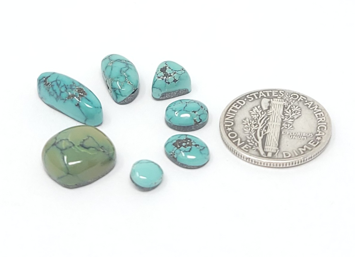 Natural Hubei Turquoise MInis Oval Freeform Shape Cabochon Lot 14.3 Carats