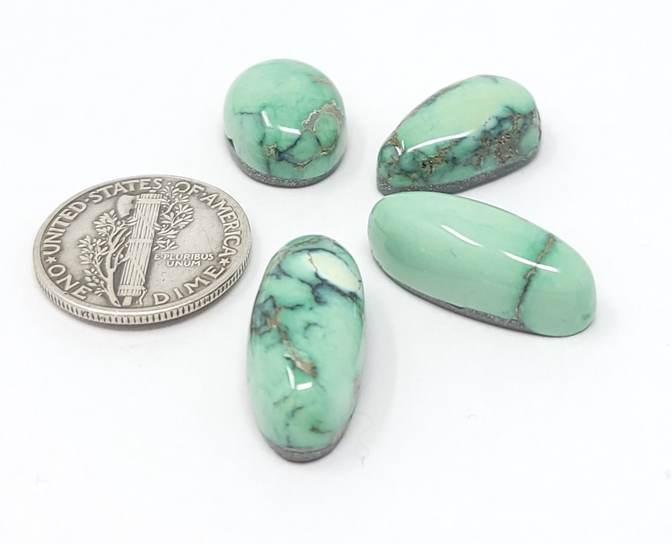 Natural Webbed Peacock Variscite Green Mixed Shape Cabochon Lot 32.3 Carats