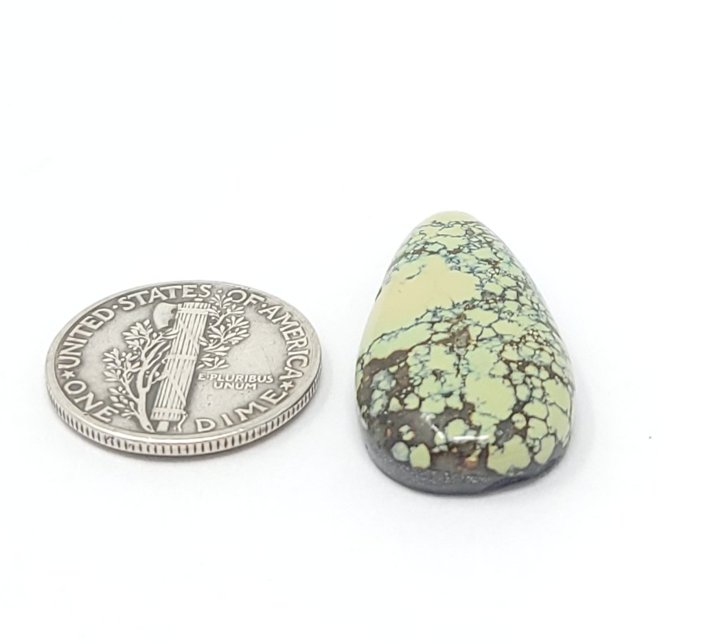 Natural Peacock Variscite Yellow Webbed Teardrop Shape Cabochon 13.7 Carats