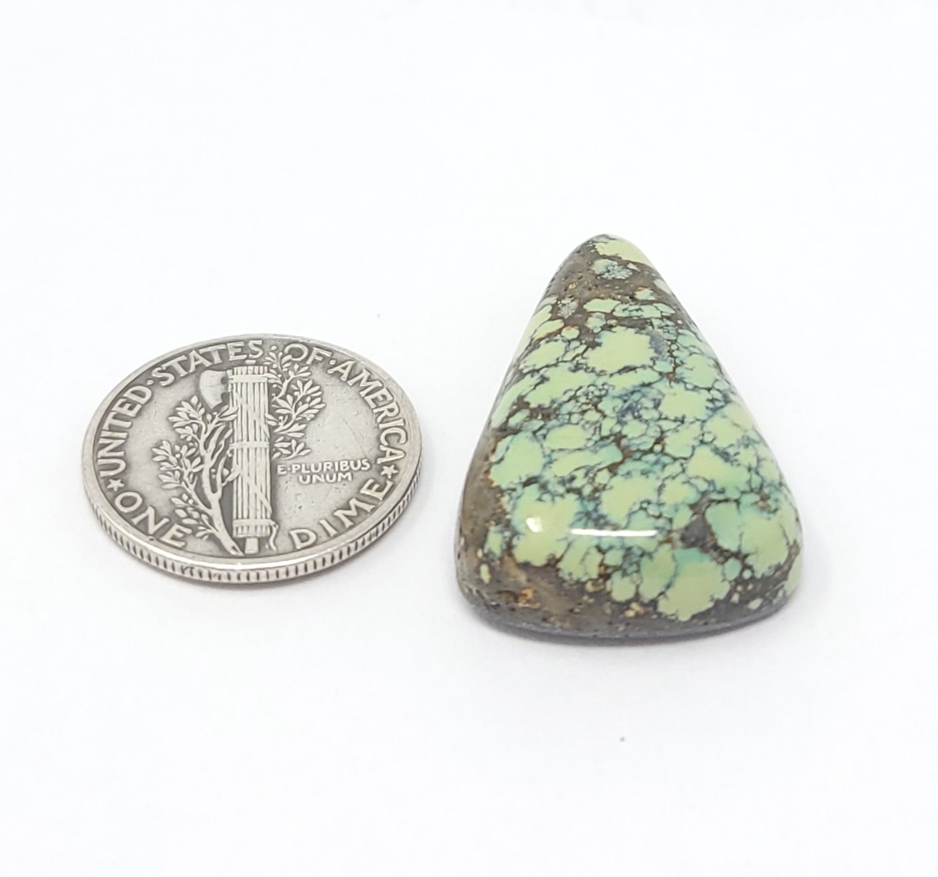 Natural Peacock Variscite Yellow Light Green Triangle Cabochon 19.9 Carats