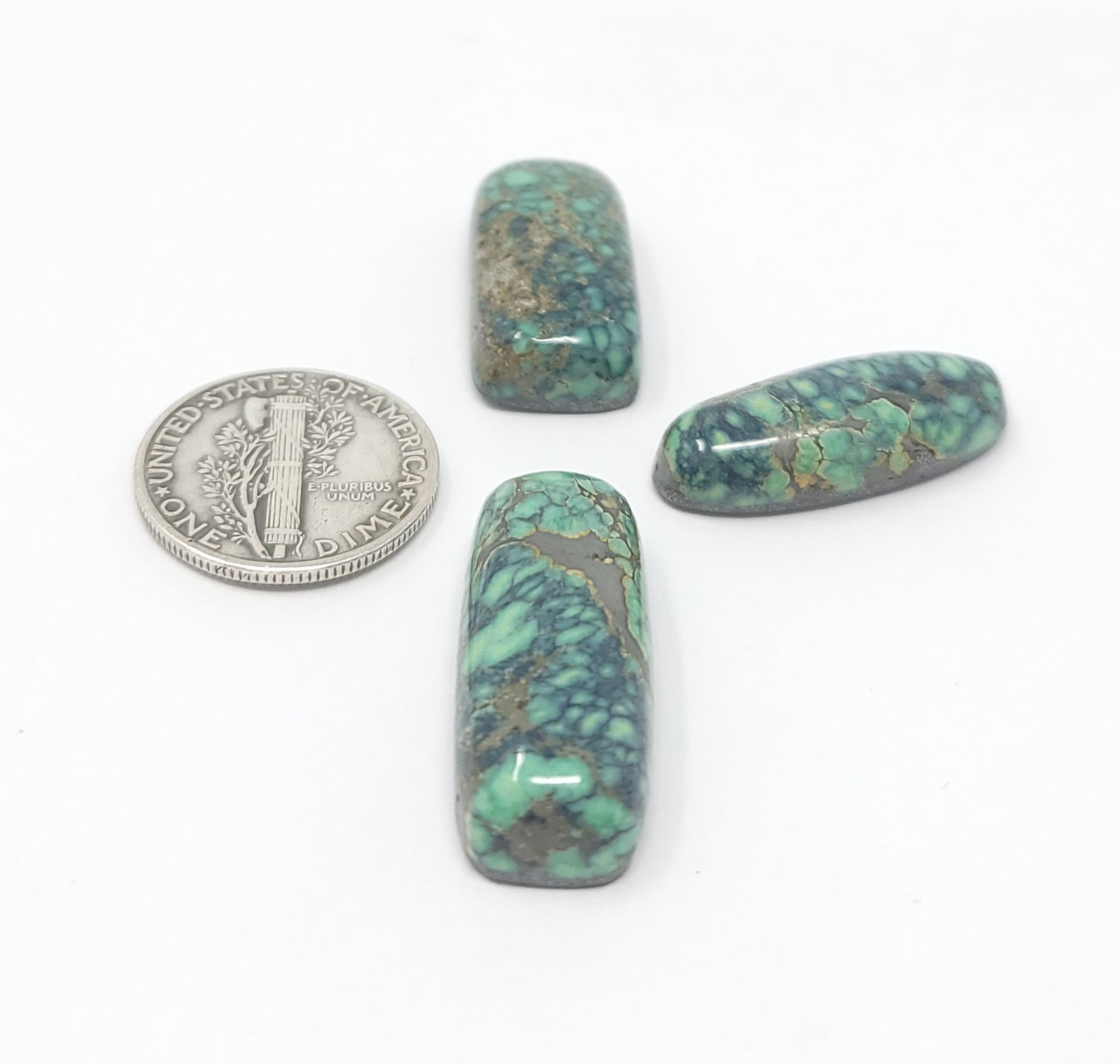 Natural Peacock Green Variscite Rectangle Oval Shape Cabochon Lot 36.3 Carats