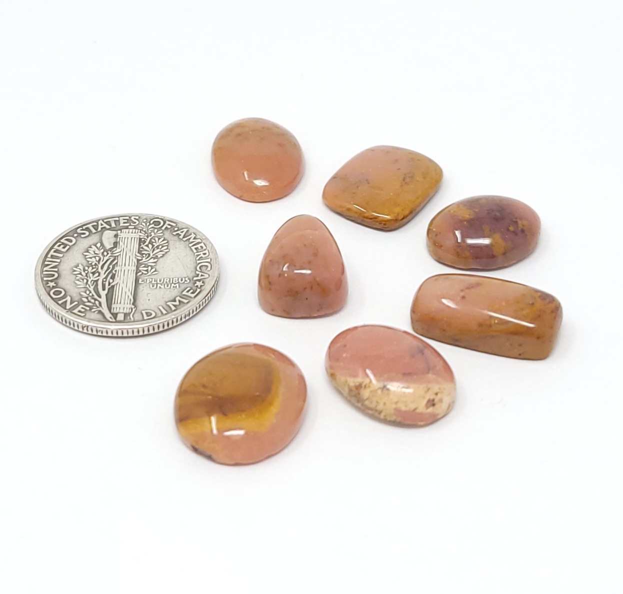 Natural Pink Australian Opal Hand Cut Mixed Shape Cabochon Lot 21.8 Carats