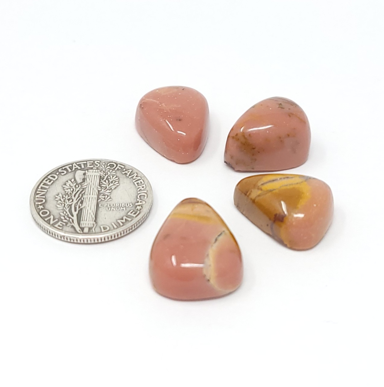 Natural Australian Pink Opal Triangle Shape Cabochon Lot 29.3 Carats