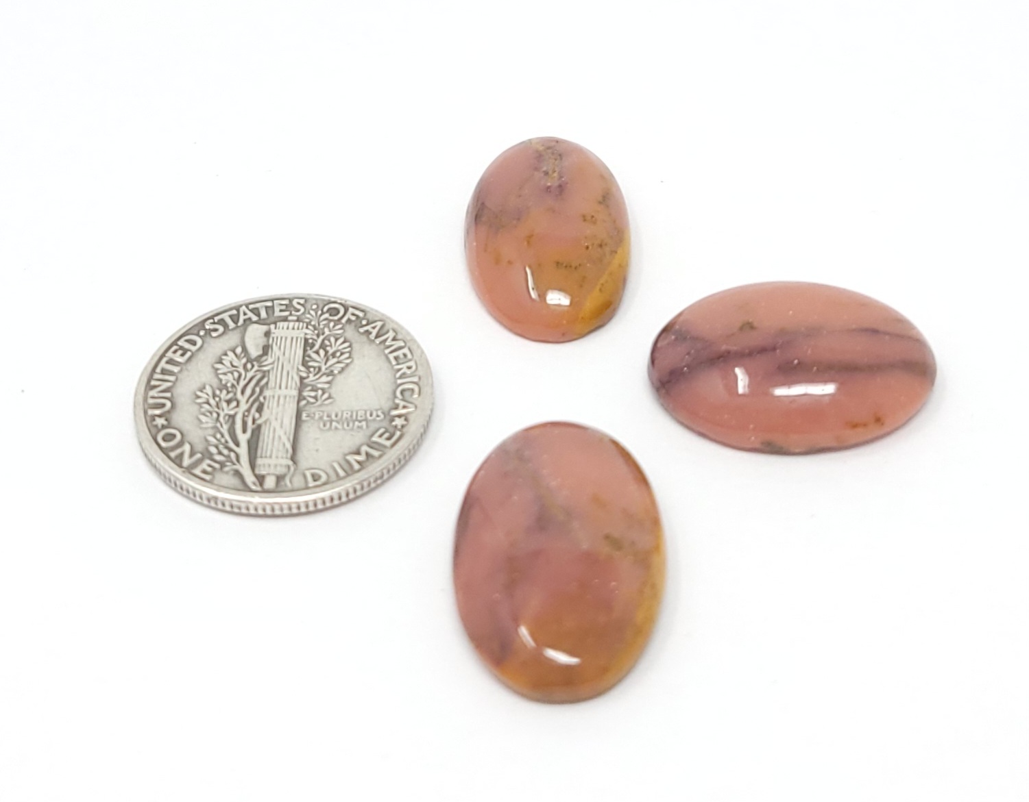 Natural Pink Australian Opal Oval Shape Cabochon Lot 26.2 Carats Hand Cut