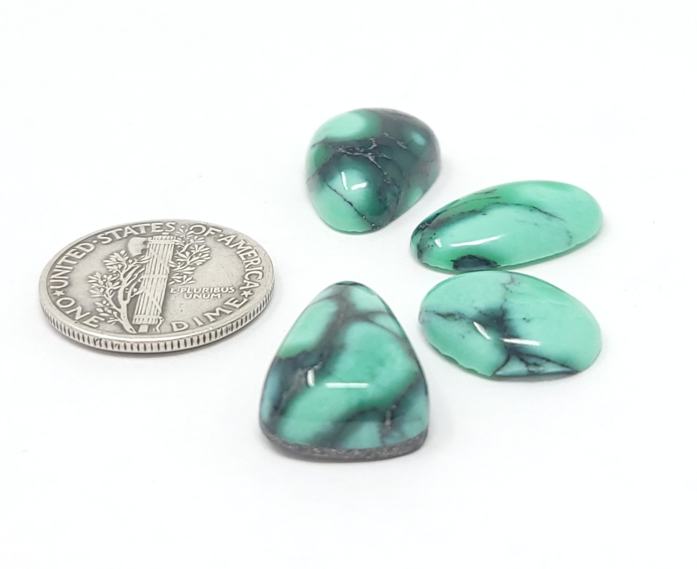 Natural Black Bridge Variscite Green Cabochon Oval Shape 21.6 Carats Hand Cut