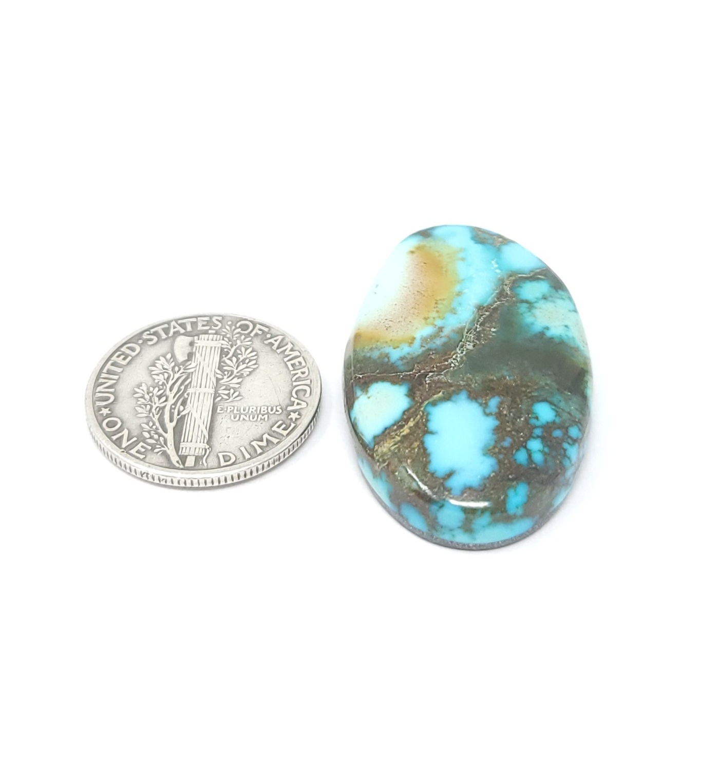 Natural Cloud Mountain Turquoise Blue Oval Shape Cabochon 40.8 Carats Hand Cut