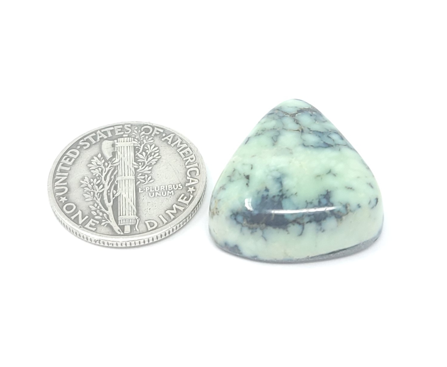 Natural White Mountain Variscite Triangle Shape Cabochon 19.8 Carats Hand Cut