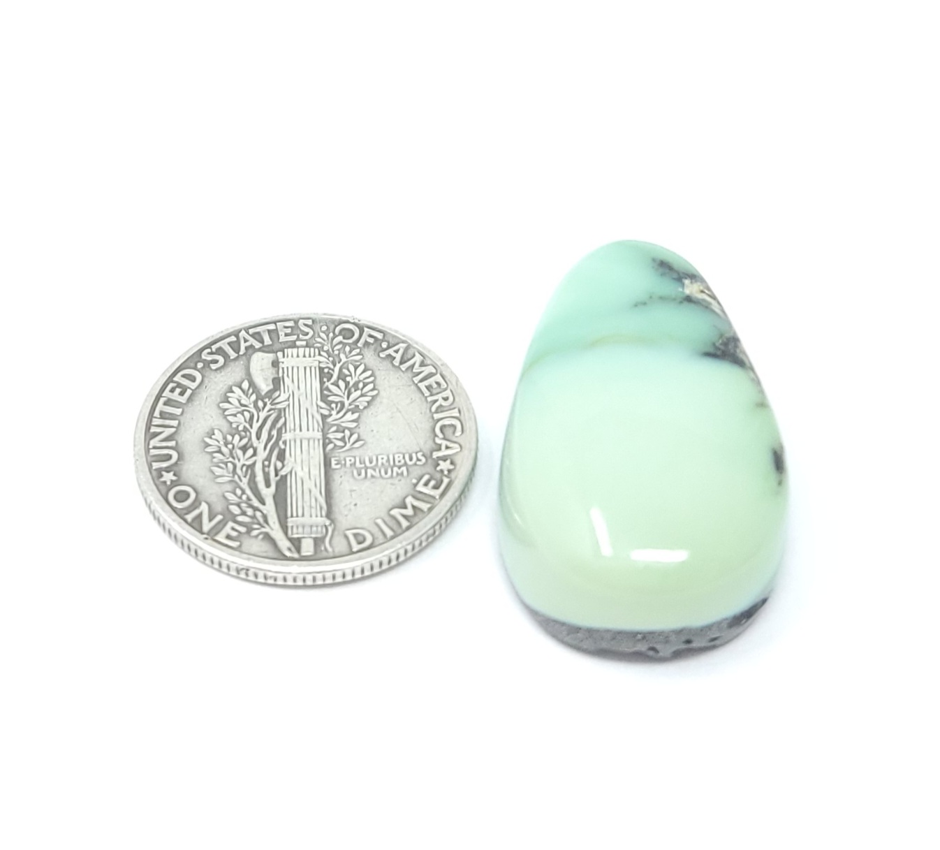 Natural Prince Variscite Mint Green Teardrop Shape Cabochon 20.2 Carats Hand Cut