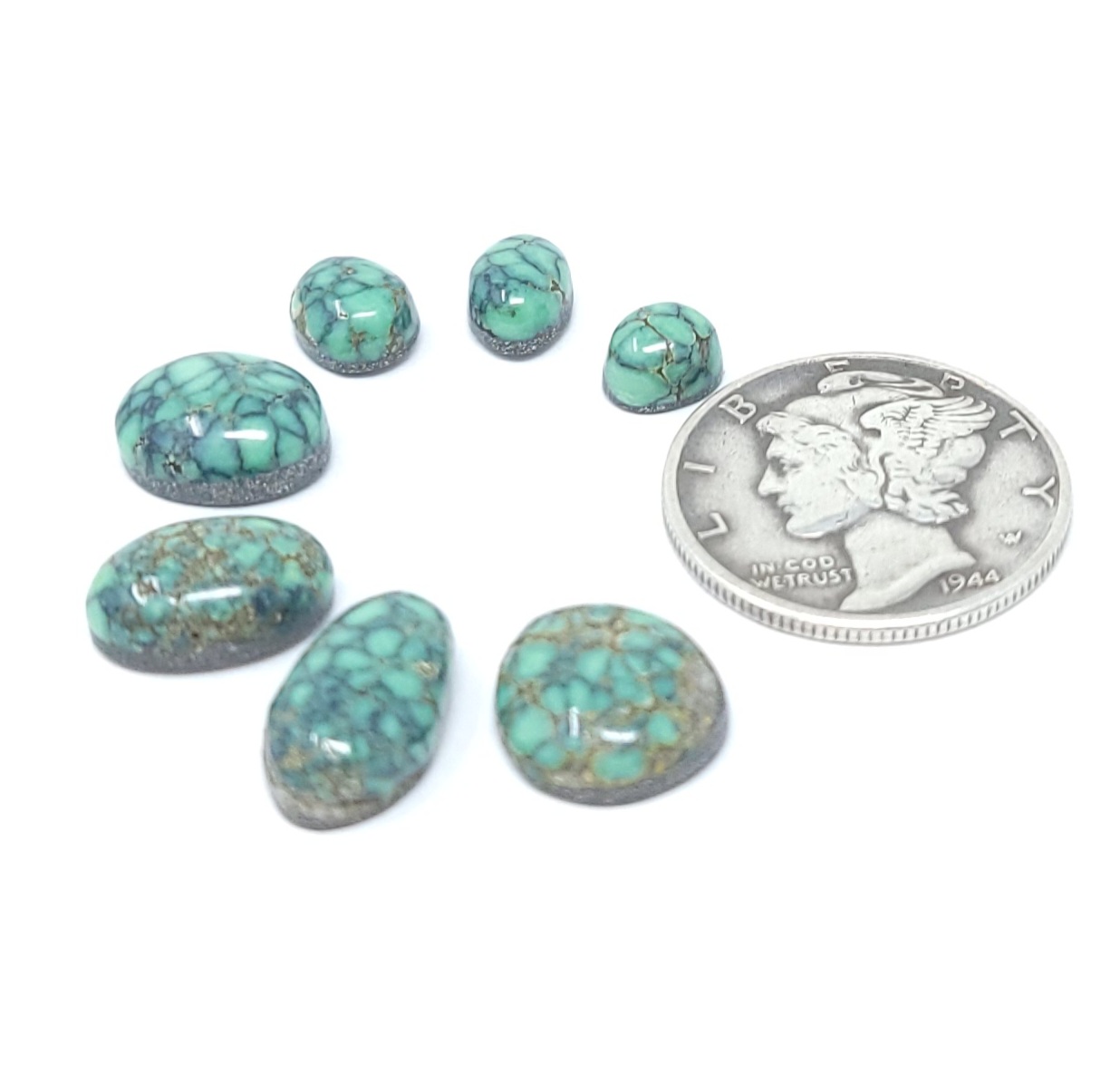 Natural Webbed Peacock Variscite Minis Oval Shape Cabochon Lot 10.7 Carats