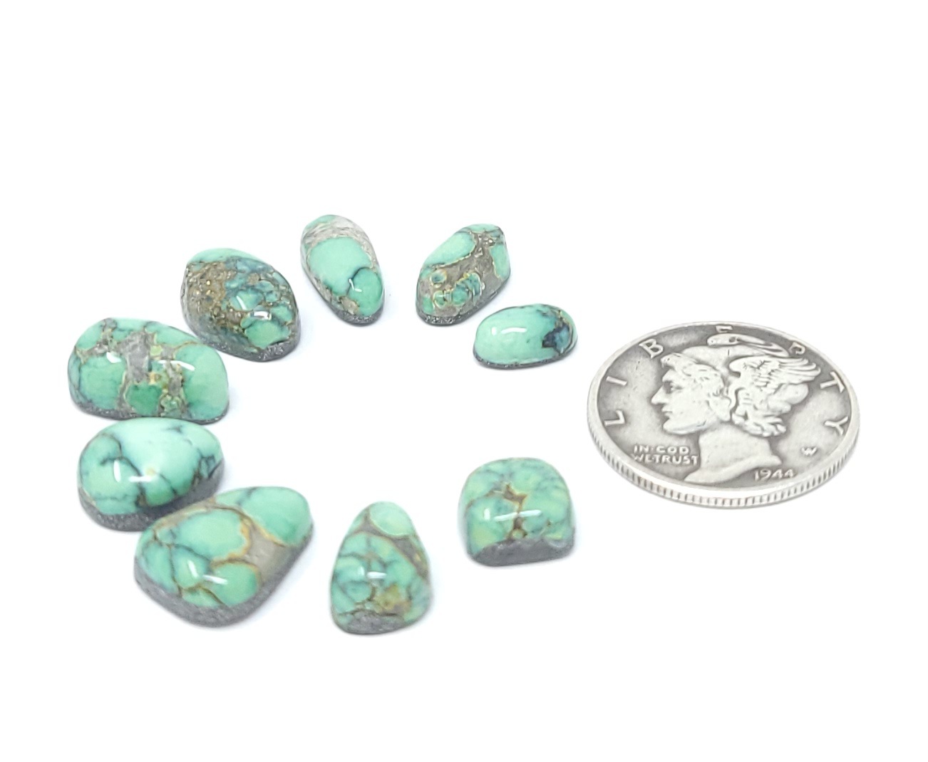 Natural Peacock Variscite Minis Oval Free Form Shape Cabochon Lot 16.4 Carats