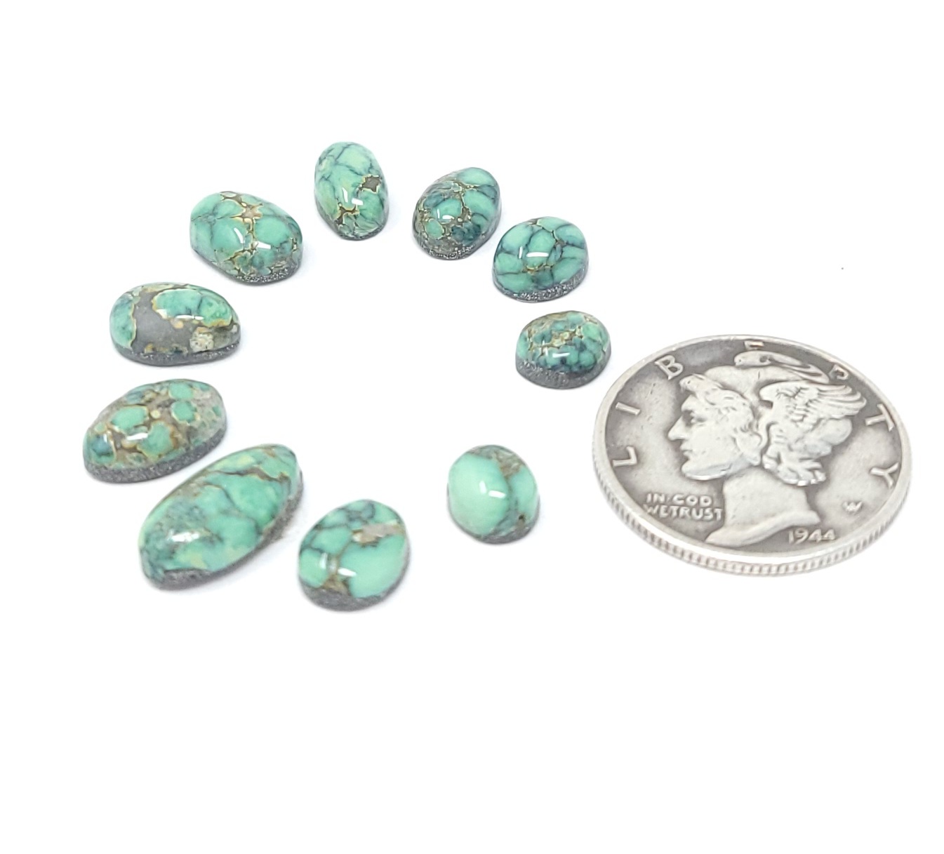 Natural Webbed Peacock Variscite Minis Oval Shape Cabochon Lot 9 Carats Hand Cut