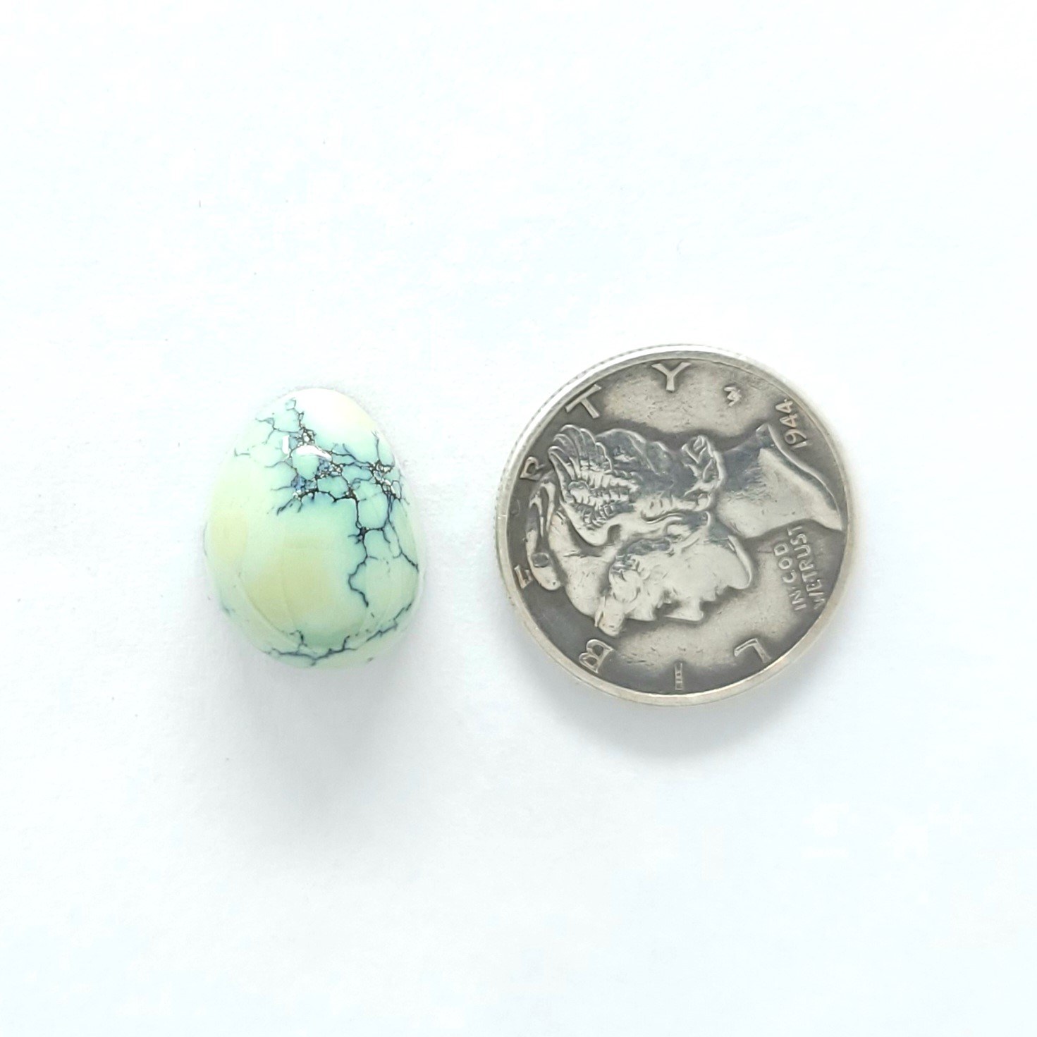 Natural Webbed Peacock Variscite High Dome Single Cabochon 7.6 Carats Hand Cut