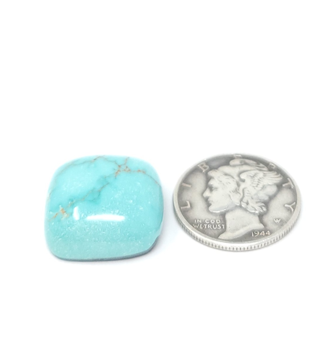 Natural Blue Carico Lake Turquoise Single Cushion Shape Cabochon 17.2 Carats